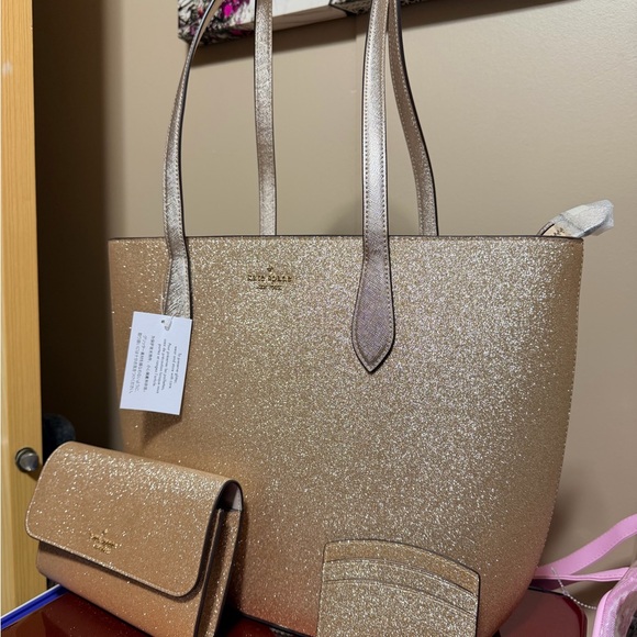Kate Spade Sparkling Gold Tote and Wallet Set - Picture 2 of 15